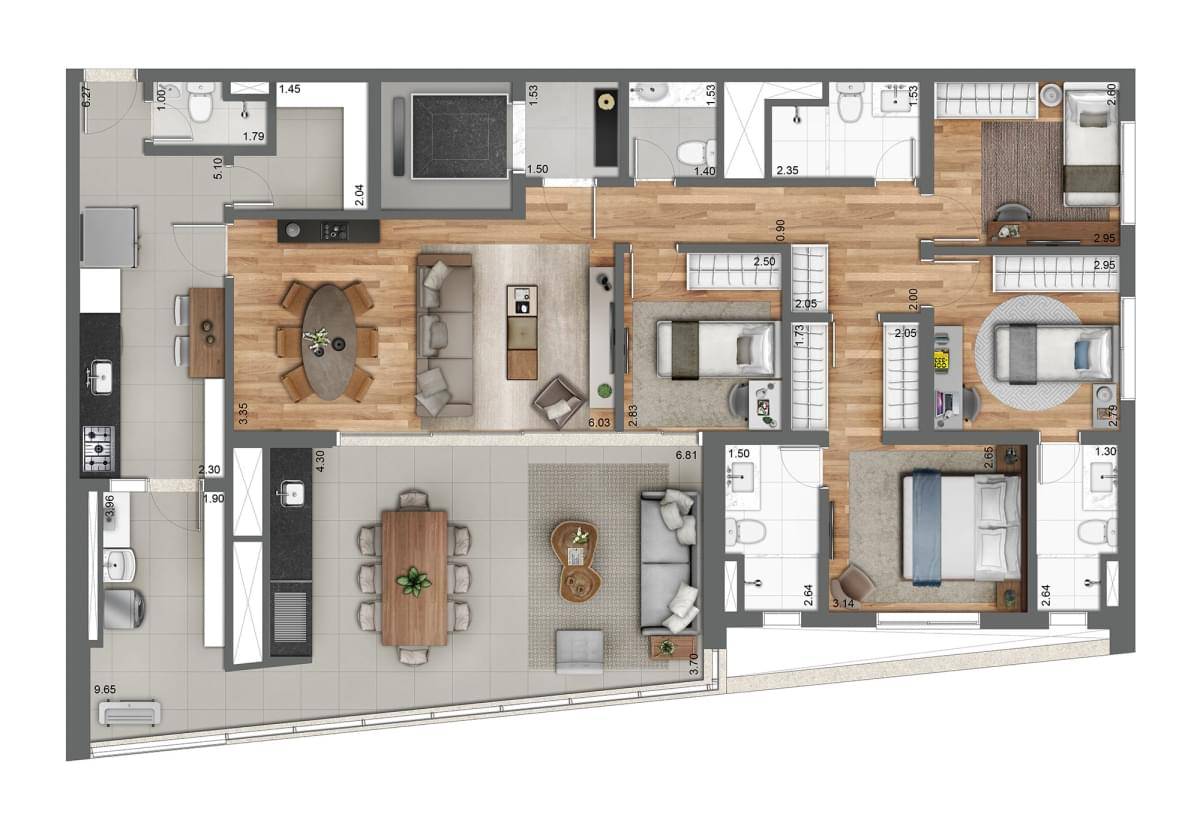 Apto. 158m²