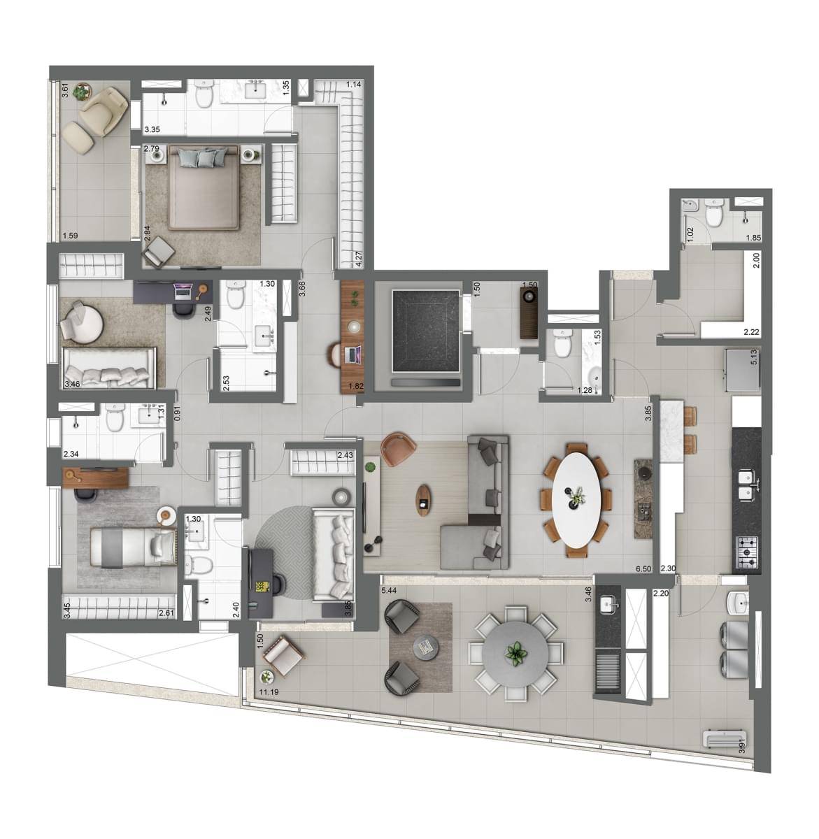 Apto. 189m²