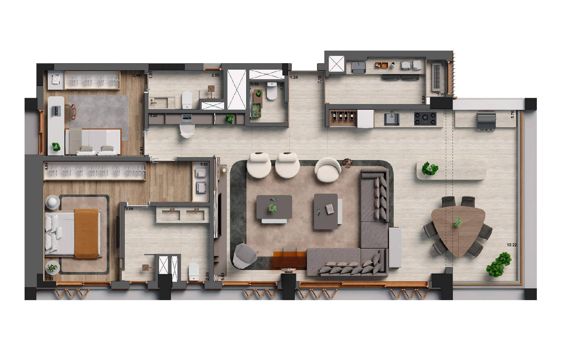 Planta 132 m² opção