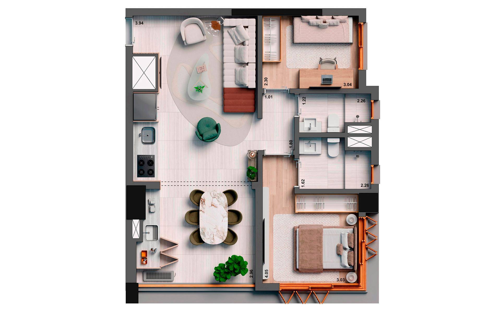 Planta 70 m² opção - final 3