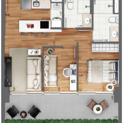Apto. 61m²