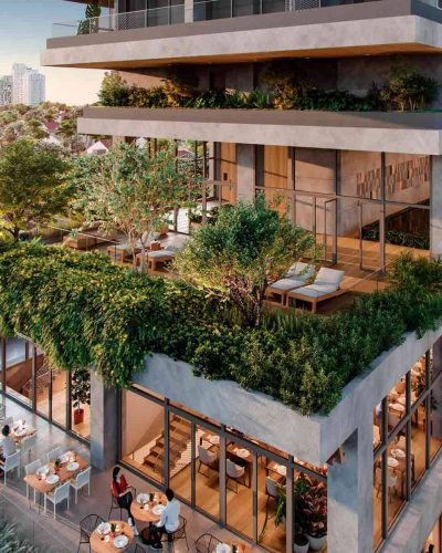 Perspectiva Ilustrada - Terraços da Fachada