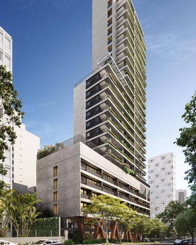 Perspectiva artística da fachada.