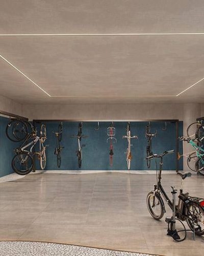 Perspectiva artística do bicicletário – Uapé Boutique Studios