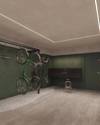 Perspectiva artística do bicicletário – Uapé Residências