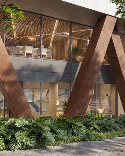 Perspectiva artística do detalhe da fachada