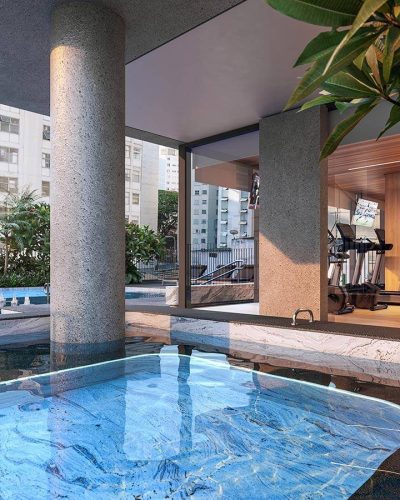 Perspectiva artística do spa do 6º pavimento – Uapé Residências