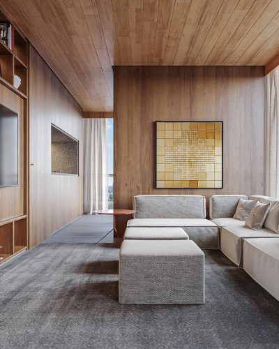 Perspectiva de Junção das unidades finais 15 e 16 - Sala