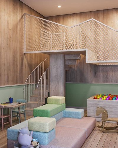 Perspectiva ilustrada - Torre residencial - Brinquedoteca